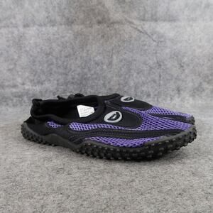 Easy USA Shoes Womens 8 Aqua Beach Water Slip On Purple Black Active Sport Flat
